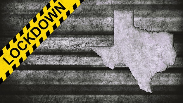 Lockdown Texas Map, Coronavirus, sfondo della quarantena dell'epidemia