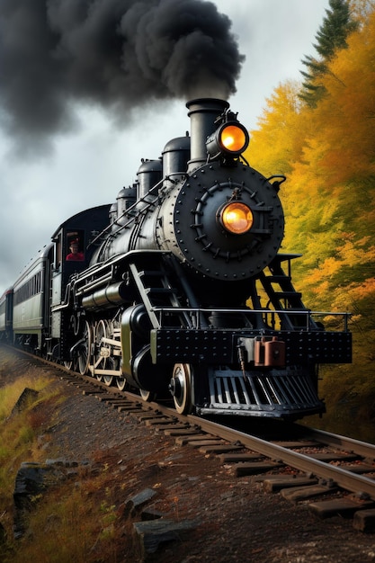 Locomotiva a vapore d'epoca classica, potente e piena di nostalgia