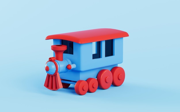 Locomotiva con sfondo blu rendering 3d