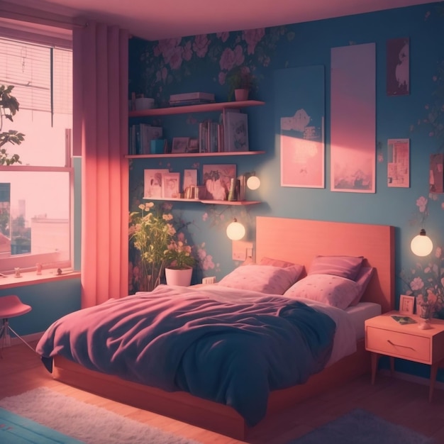 Lofi Bed Room Design AI generato