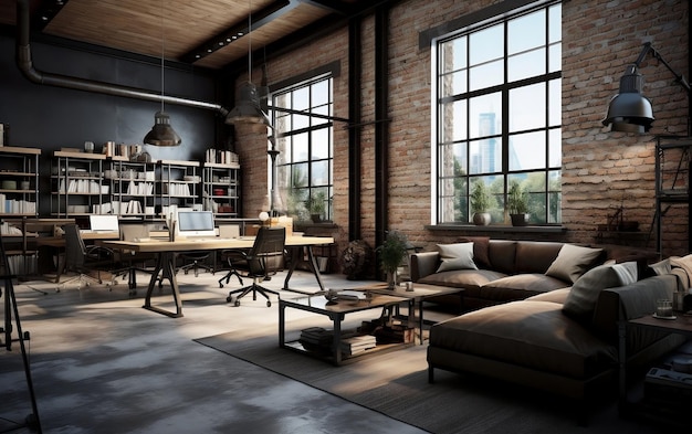 Loft Industrial Office Estetica Generativa AI