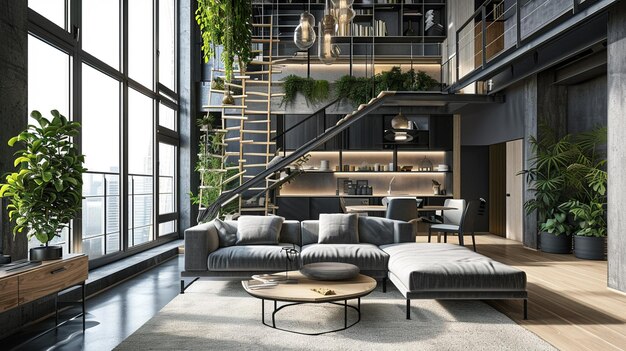 loft moderno di lusso europeo con design di mobili scandinavi AI Generative
