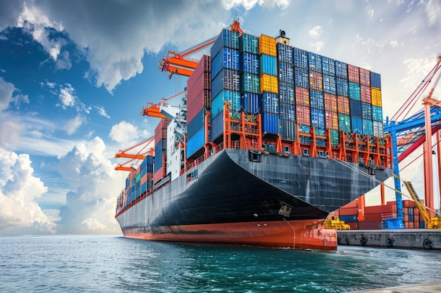 Logistica dell'attività delle navi portacontainer Il carico dei container nel concetto di importazione ed esportazione di merci