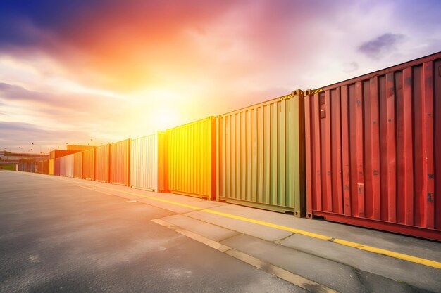 Logistica e trasporto di Container Cargo logistica importazione esportazione e background industria dei trasporti Rete neurale AI generata