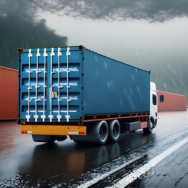 Logistica importazione esportazione e trasporto merci concetto industriale di camion contenitori in autostrada