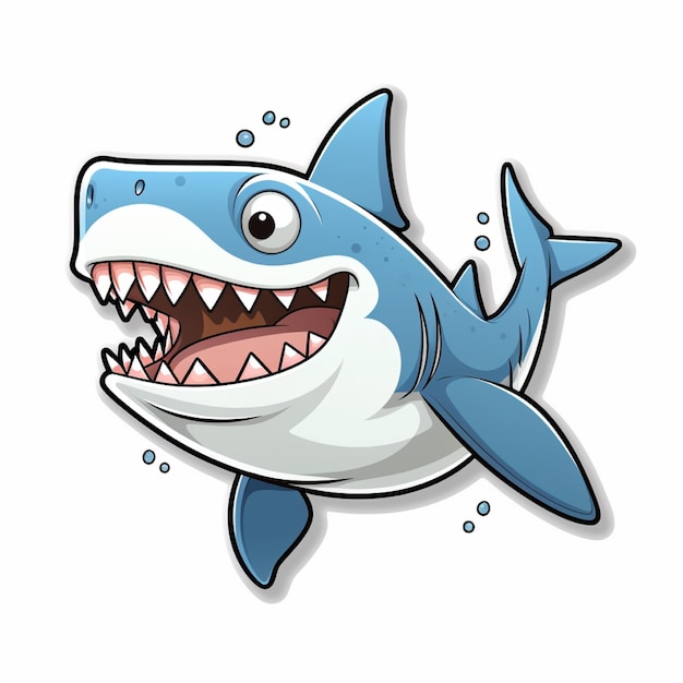 Logo 2D molto carino adesivo stampabile su squalo amichevole di cartone animato minimo carino