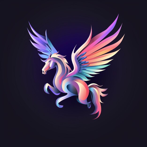 Logo a gradiente di colore Pegasus con dettagli