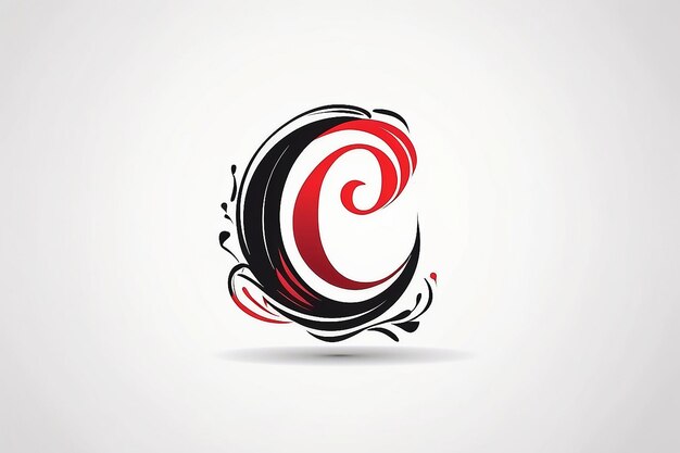 Logo a lettera C con monogramma nero e rosso Swashes Design Vector Illustration