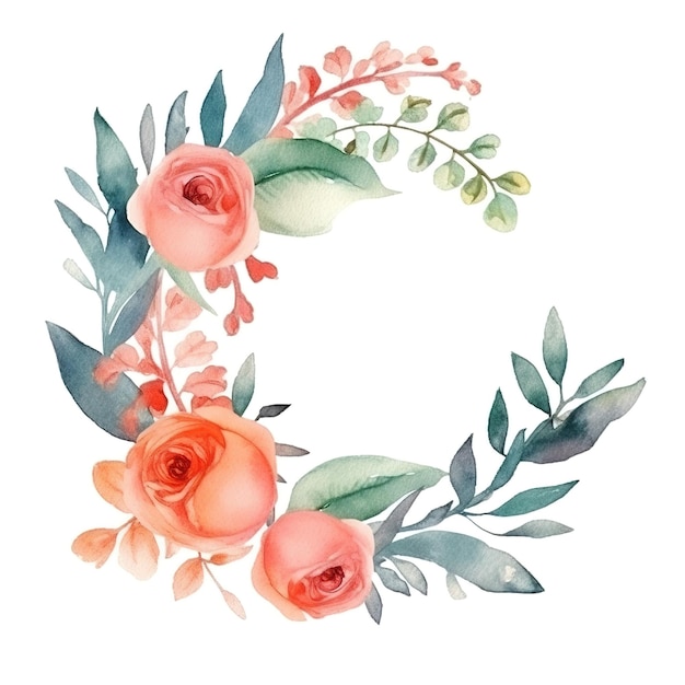 Logo acquerello con disposizione minima di fiori e foglie