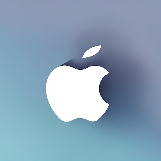 logo Apple sullo sfondo blu icona Apple il concetto di logo Apple rendering 3 d logo Apple