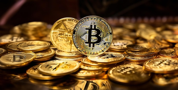 Logo bitcoin a forma di quadrato trasparente Moneta bitcoin d'oro di criptovaluta