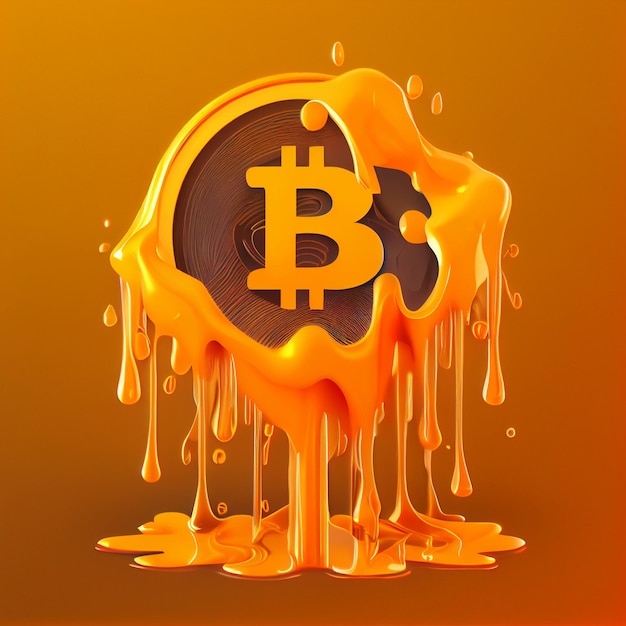 Logo bitcoin astratto in carta da parati di sfondo di vernice fluida liquida