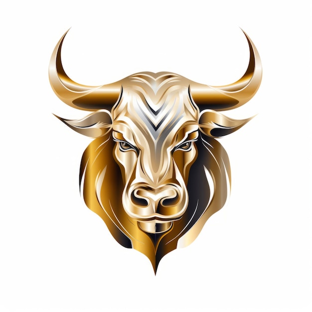 Logo Bull Vector che trasuda eleganza con colori oro e argento per DAC Financial su sfondo bianco