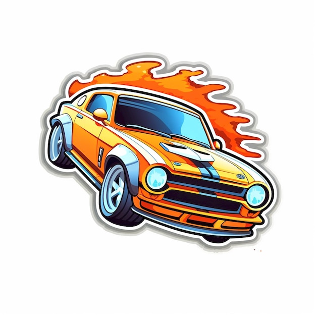 Logo con un'auto muscolare che va molto veloce Sticker corse di auto