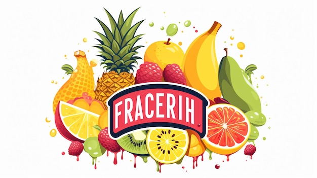 Logo dei succhi freschi Illustrazione di frutta e bacche