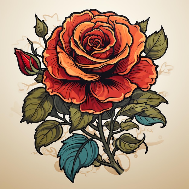 logo del cartone animato del fiore di rosa