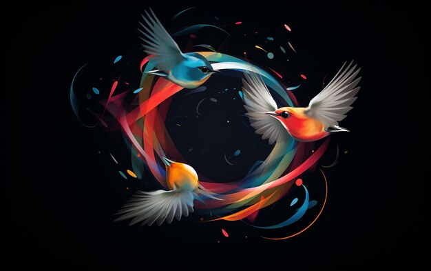 Logo del cerchio astratto di Birds of Color