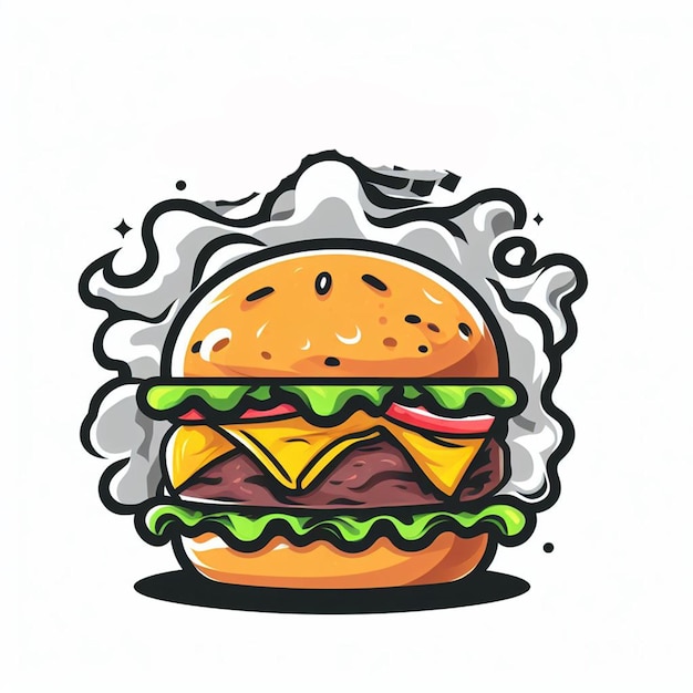 logo del hamburger smokey tasty su sfondo bianco