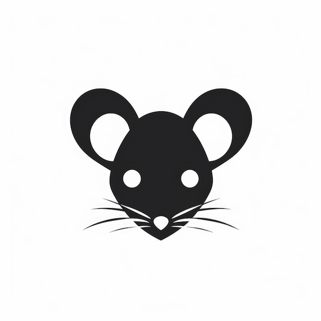 Logo del mouse in bianco e nero minimo nel design piatto