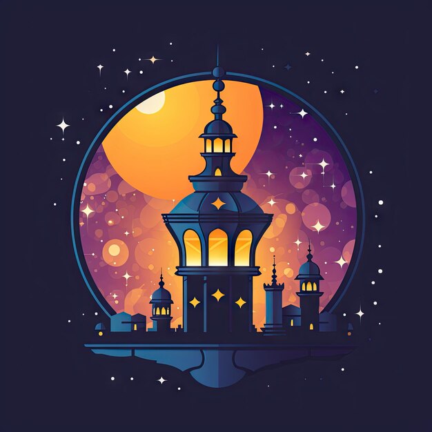 Logo del Ramadan lampada della moschea mezzaluna musulmana