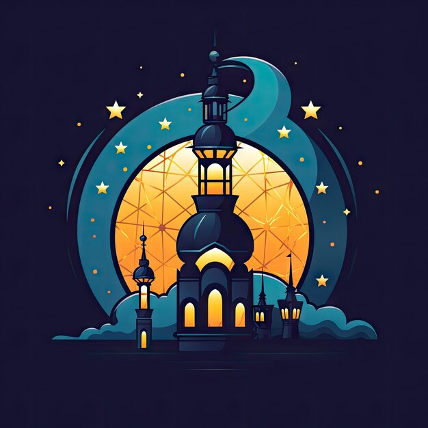 Logo del Ramadan lampada della moschea mezzaluna musulmana