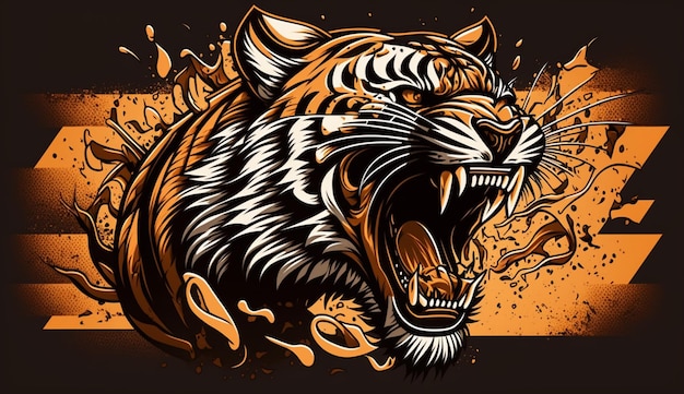Logo del tigre ruggente segno emblema ector illustrazioneGenerative AI