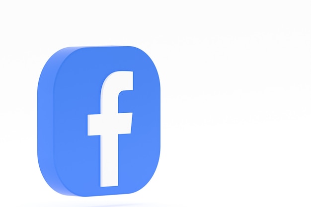 Logo dell'applicazione Facebook rendering 3d su sfondo bianco