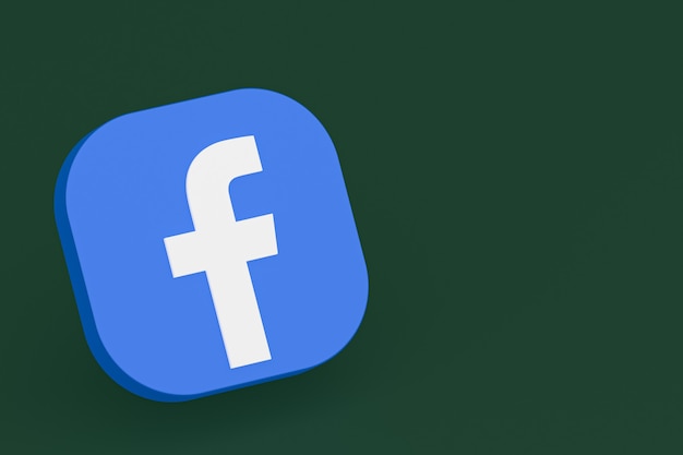 Logo dell'applicazione Facebook rendering 3d su sfondo verde