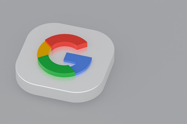 Logo dell'applicazione Google rendering 3d su sfondo grigio