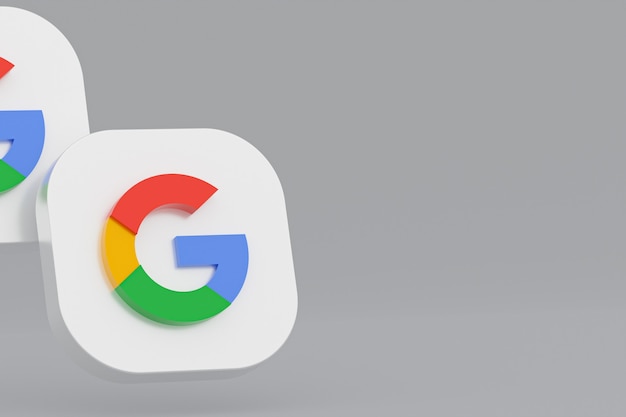 Logo dell'applicazione Google rendering 3d su sfondo grigio