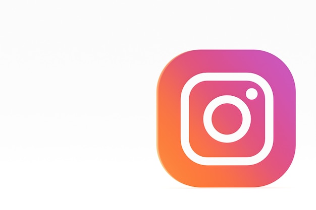 Logo dell'applicazione Instagram rendering 3d su priorità bassa bianca