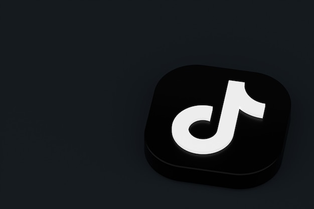 Logo dell'applicazione Tiktok rendering 3d su sfondo nero