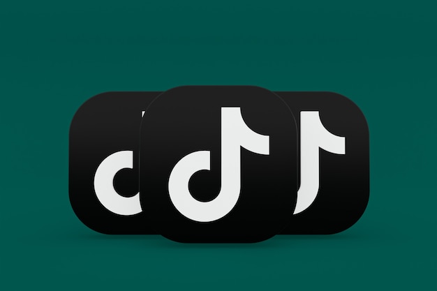 Logo dell'applicazione Tiktok rendering 3d su sfondo verde