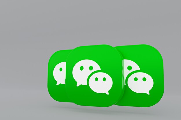 Logo dell'applicazione Wechat rendering 3d su sfondo grigio