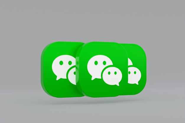 Logo dell'applicazione Wechat rendering 3d su sfondo grigio