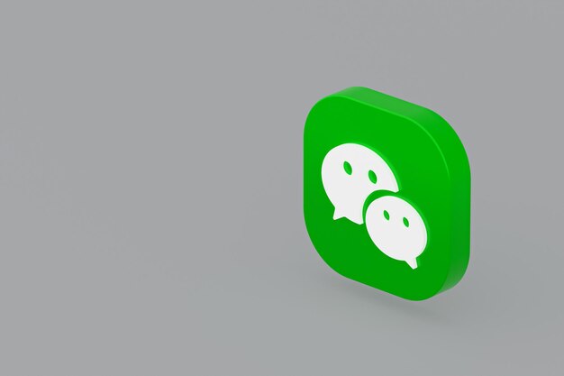 Logo dell'applicazione Wechat rendering 3d su sfondo grigio