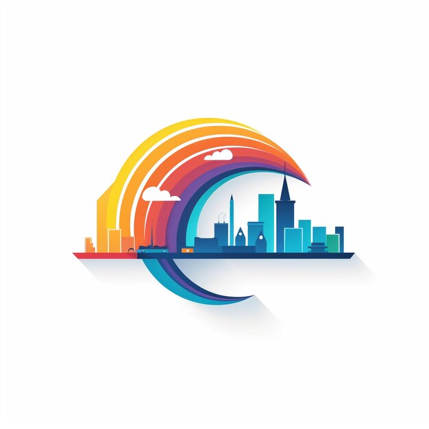 logo dell'edificio con arcobaleno