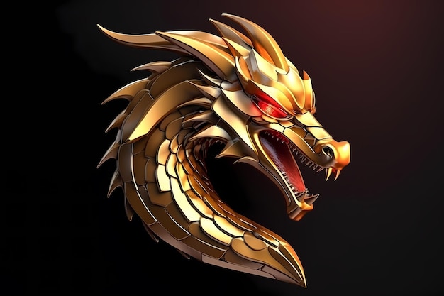 Logo dell'emblema d'oro del drago cinese 3D