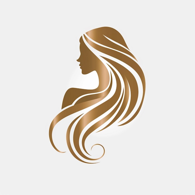 logo dell'icona dello stile dei capelli lunghi viso femminile su sfondo bianco vettore