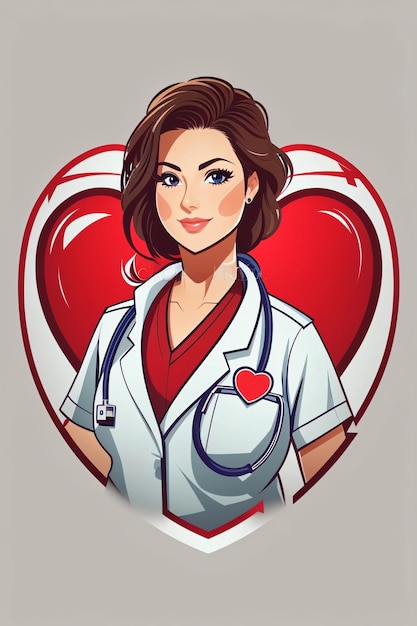Logo dell'illustrazione artistica vettoriale di Woman Medic Cartoon