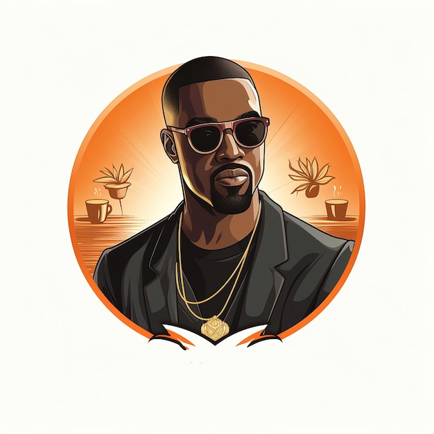 logo della caffetteria stile vettoriale piatto semplice di Kanye West