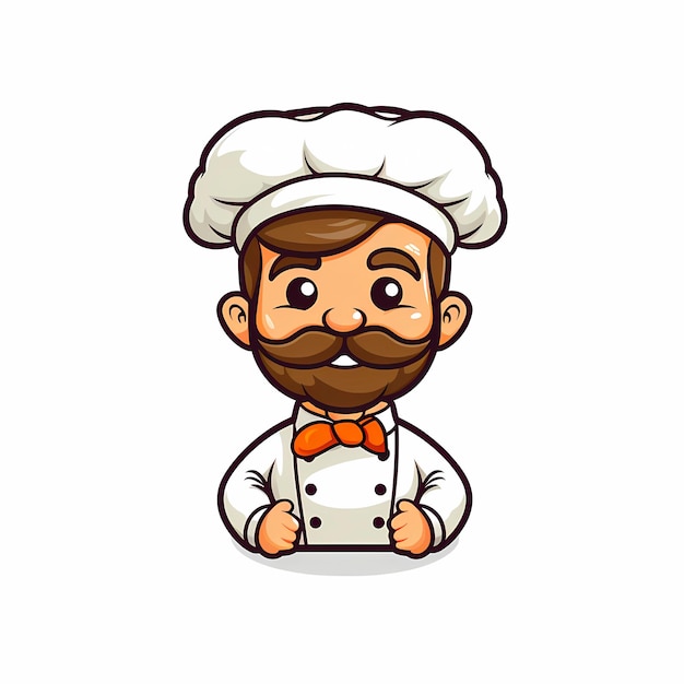 Logo della mascotte di sfondo bianco chef carino