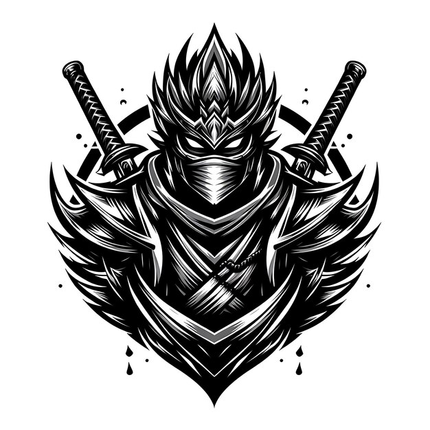 Logo della mascotte Ninja Concetto di progettazione dell'emblema creativo Ninja