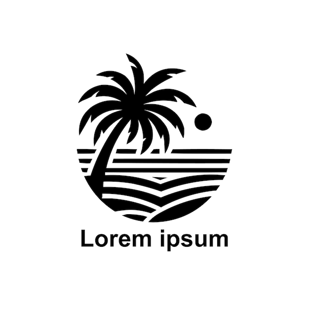 logo della spiaggia nera su sfondo bianco