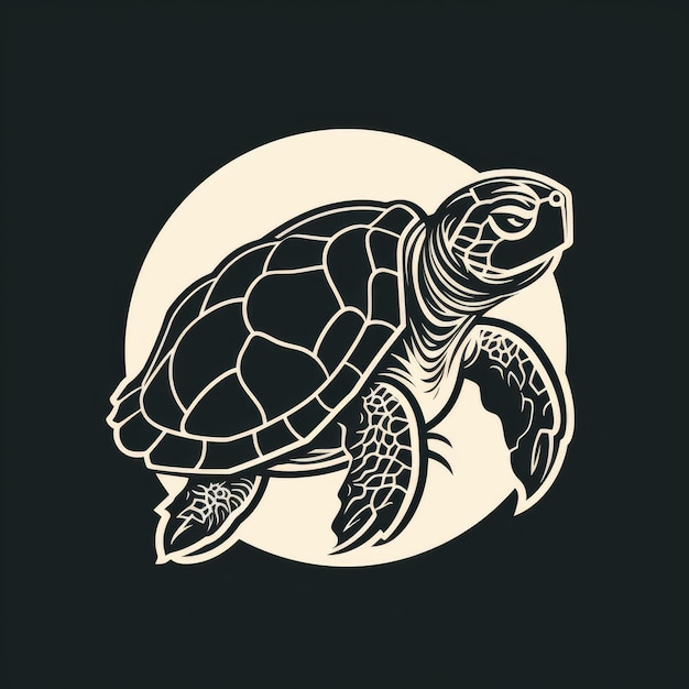 Logo della tartaruga in bianco e nero generato da AI Immagine