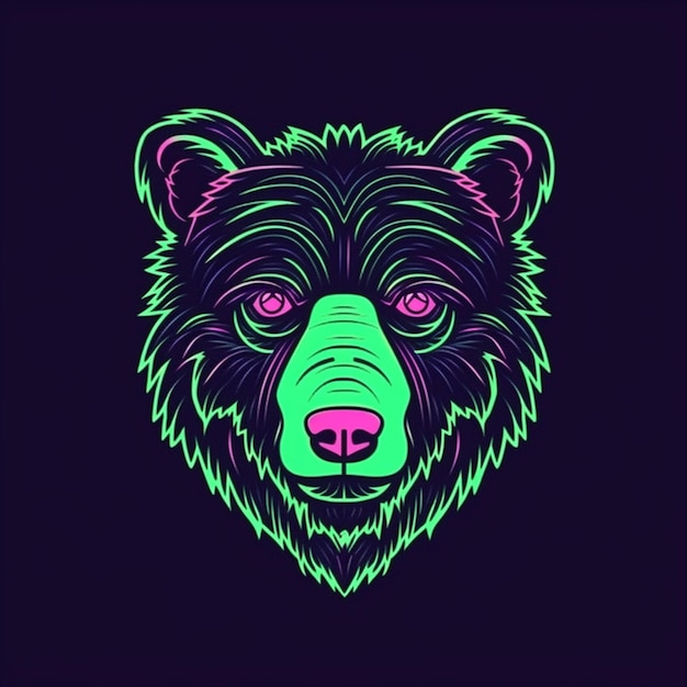 logo della testa dell'orso in stile neon