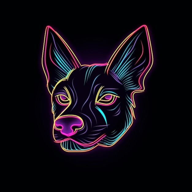 logo della testa di cane al neon