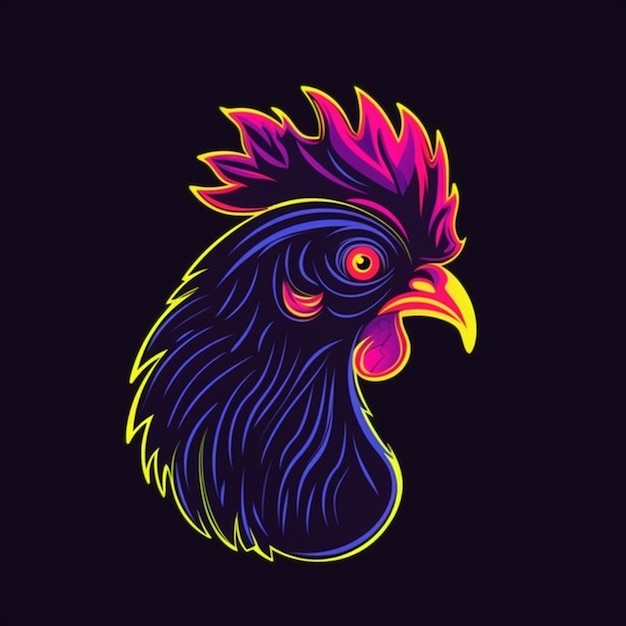 logo della testa di gallo al neon