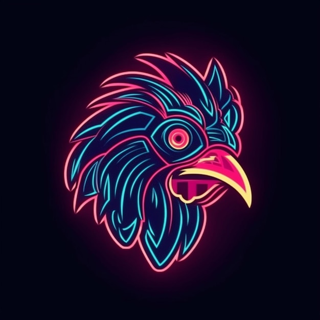 logo della testa di gallo al neon