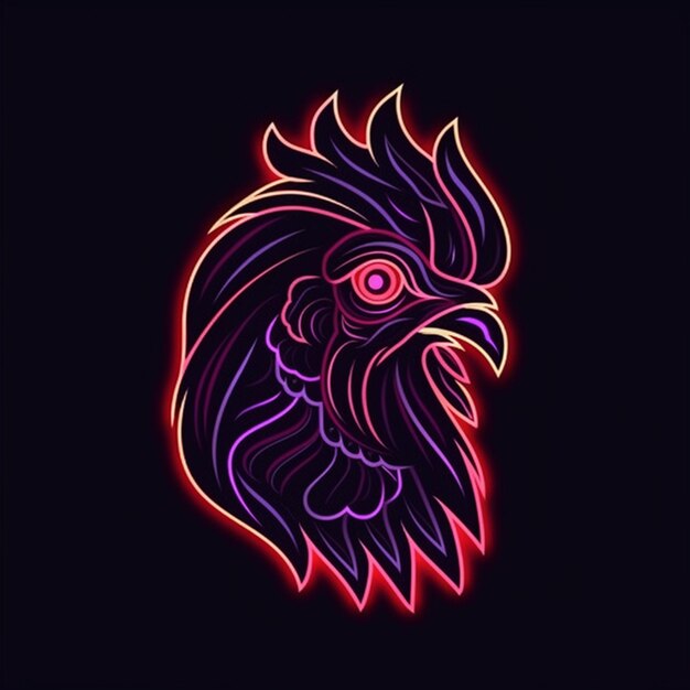 logo della testa di gallo al neon